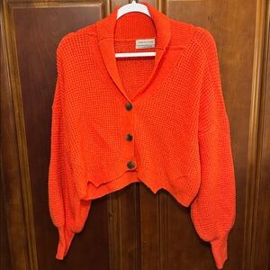 Urban Outfitters Crop Sweater Balloon Sleeve Orange size oversized Medium.